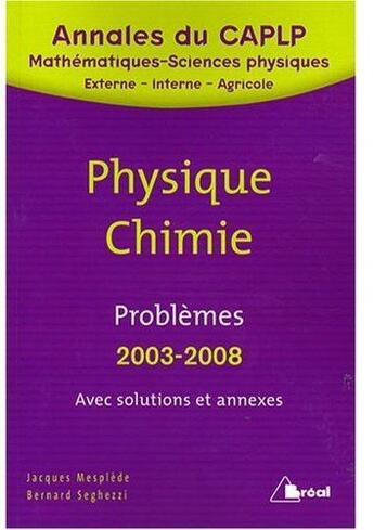 Couverture du livre « Annales de Physique-Chimie CAPLP 2 » de Mesplede aux éditions Breal