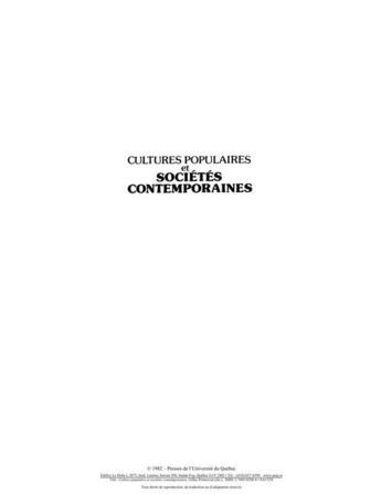 Couverture du livre « Culture populaire et sociétés contemporaines » de Gilles Pronovost aux éditions Pu De Quebec