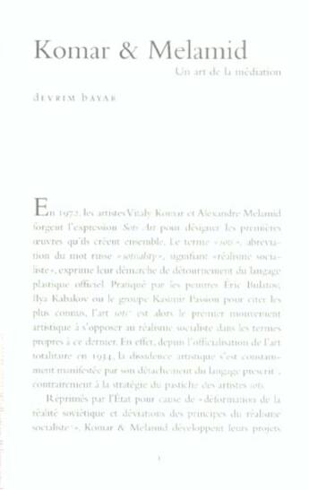 Couverture du livre « Komar et melanid : un art de la médiation » de Devrim Bayar aux éditions Lettre Volee