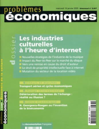 Couverture du livre « PROBLEMES ECONOMIQUES T.2867 ; économie de la culture » de Problemes Economiques aux éditions Documentation Francaise