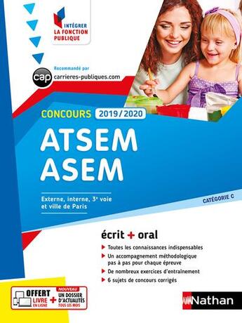 Couverture du livre « Concours ATSEM ASEM ; écrit + oral ; catégorie C (édition 2019/2020) » de  aux éditions Nathan