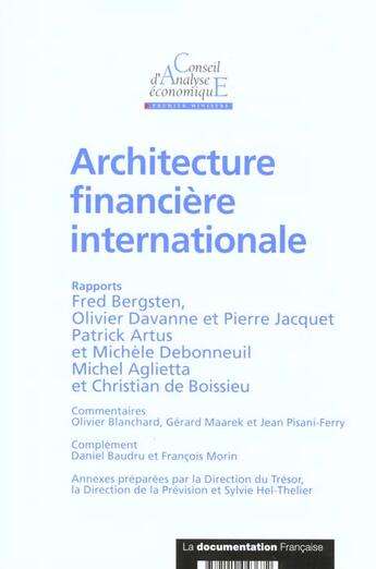 Couverture du livre « L'architecture financiere internationale » de  aux éditions Documentation Francaise