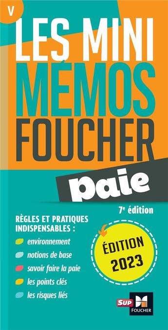 Couverture du livre « Les mini mémos Foucher Tome 5 : paie (édition 2023) » de Derangere Bernard aux éditions Foucher