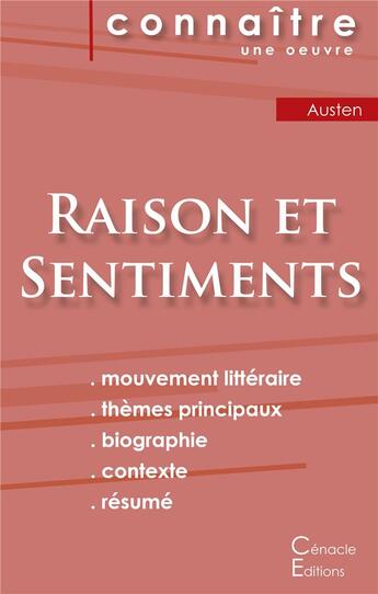 Couverture du livre « Raison et sentiments, de Jane Austen » de  aux éditions Editions Du Cenacle