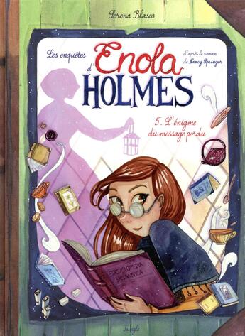 Couverture du livre « Les enquêtes d'Enola Holmes Tome 5 : l'énigme du message perdu » de Blasco Serena aux éditions Jungle