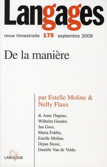 Couverture du livre « De la manière » de  aux éditions Armand Colin