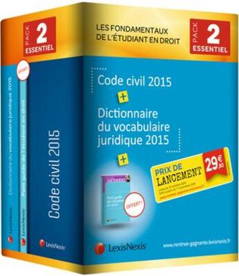 Couverture du livre « Code civil ; dictionnaire du vocabulaire juridique ; pack essentiel (édition 2015) » de  aux éditions Lexisnexis