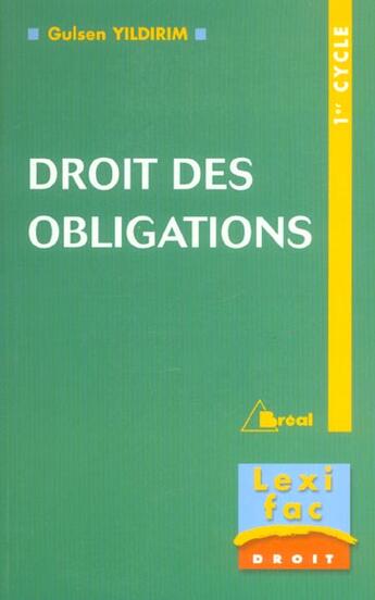 Couverture du livre « Droit Des Obligations » de Gulsen Yildirim aux éditions Breal