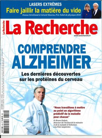 Couverture du livre « La recherche n 552 comprendre alzheimer - octobre 2019 » de  aux éditions La Recherche