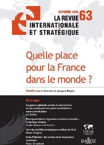 Couverture du livre « Quelle place pour la France dans le monde ? » de Boyon Jacques aux éditions Dalloz