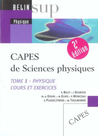 Couverture du livre « Capes de sciences physiques t1 3e edit (2e édition) » de Nouvelle Ed Du 3611 aux éditions Belin