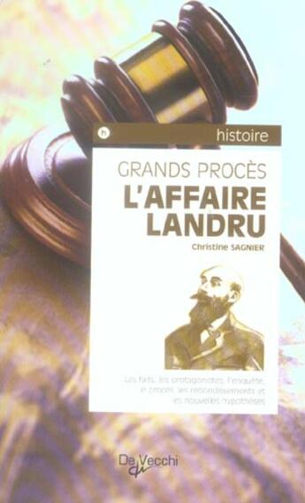 Couverture du livre « Affaire landru (l) » de Christine Sagnier aux éditions De Vecchi