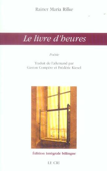 Couverture du livre « Le livre d'heures » de Rilke Rainer Maria aux éditions Parole Et Silence