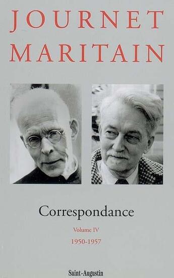 Couverture du livre « Correspondance Tome 5 ; 1950-1957 » de Jacques Maritain et Charles Journet aux éditions Saint Augustin