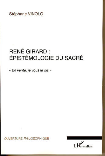 Couverture du livre « René girard ; épistémologie du sacré ; 