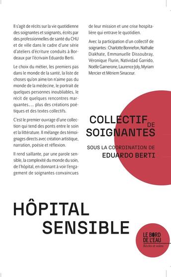 Couverture du livre « Hôpital sensible » de Eduardo Berti aux éditions Bord De L'eau