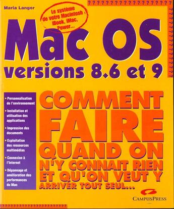 Couverture du livre « Comment Faire Mac Os 8.6 Et 9 » de Maria Langer aux éditions Campuspress