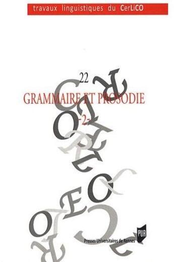 Couverture du livre « Grammaire et prosodie t.2 » de Daniel Roulland aux éditions Pu De Rennes