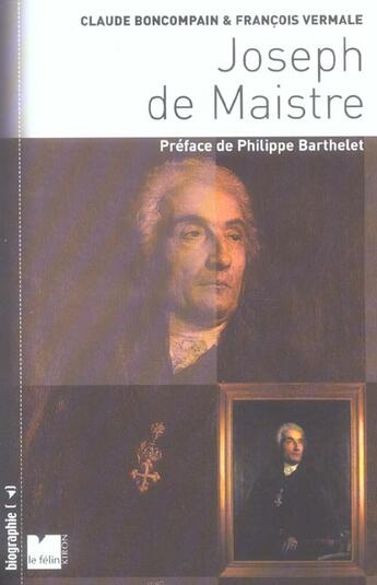 Couverture du livre « Joseph de maistre » de Boncompain/Vermale aux éditions Felin