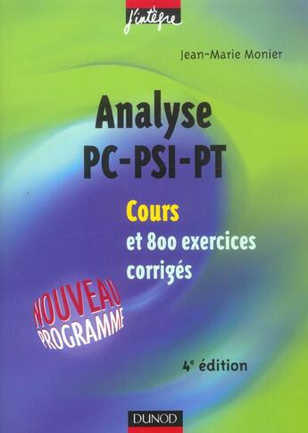 Couverture du livre « PC-PSI-PT ; COURS (4e édition) » de Jean-Marie Monier aux éditions Dunod