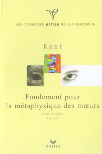 Couverture du livre « Fondements De La Metaphysique » de O Hansen Love aux éditions Hatier