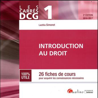 Couverture du livre « Introduction au droit 2016-2017 » de Laetitia Simonet aux éditions Gualino