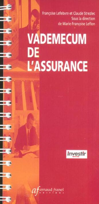 Couverture du livre « Vademecum De L'Assurance » de Leflon aux éditions Sefi