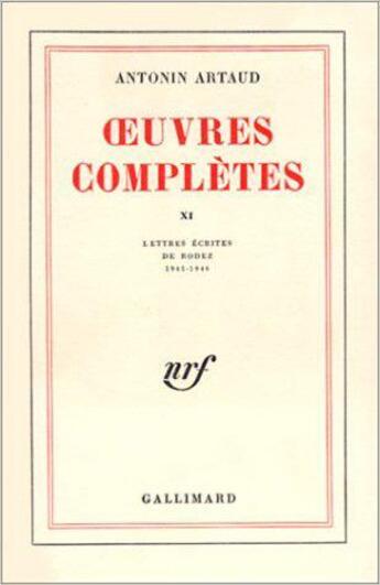 Couverture du livre « Oeuvres completes - vol11 » de Artaud Antonin aux éditions Gallimard