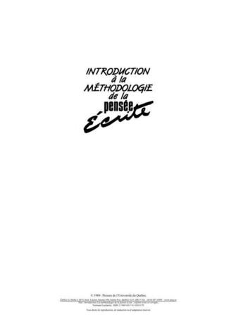 Couverture du livre « Introduction à la méthodologie de la pensée écrite » de Normand Lacharite aux éditions Pu De Quebec