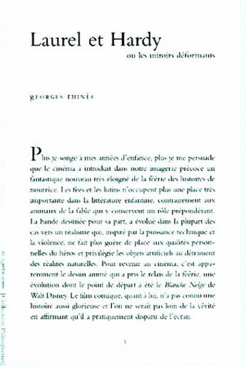 Couverture du livre « Laurel et Hardi, les miroirs déformants » de Georges Thinès aux éditions Lettre Volee