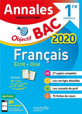 Couverture du livre « Annales bac 2020 francais 1eres » de Lisle/Beauthier aux éditions Hachette Education