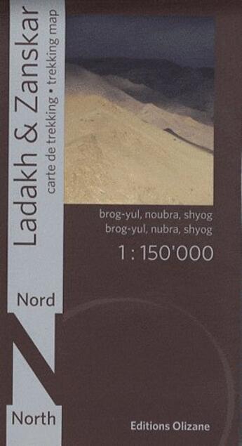 Couverture du livre « Carte Ladakh-Zanskar (nord) ; carte trekking ; trekking map ; indus, zanskar, pangong » de Abram Pointet aux éditions Olizane