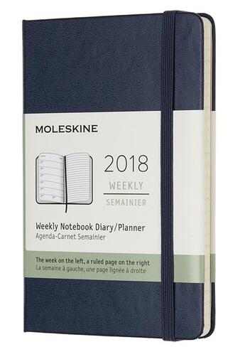 Couverture du livre « Agenda 2018 semainier poche rigide bleu saphir » de  aux éditions Moleskine