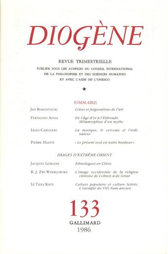 Couverture du livre « Diogene 133 » de Collectif Gallimard aux éditions Gallimard