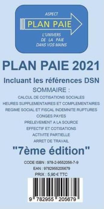 Couverture du livre « Plan paie 2021 - l'univers de la paie dans vos mains » de Sebastien Pannetier aux éditions Aspect Recrutement