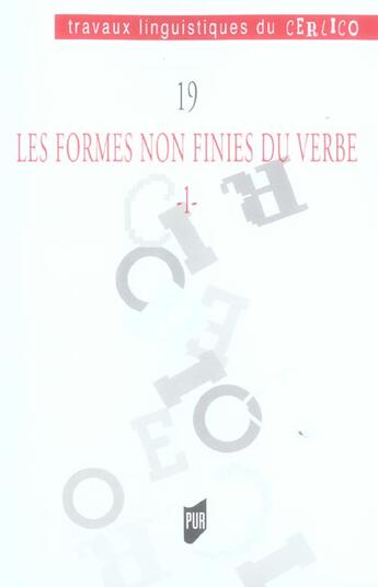 Couverture du livre « Formes non finies du verbe » de Pur aux éditions Pu De Rennes