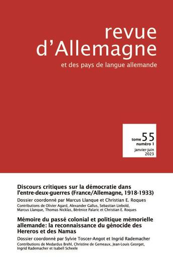 Couverture du livre « Revue d allemagne et des pays de langue allemande - discours critique sur la democratie dans l entre » de Roques Christian E. aux éditions Pu De Strasbourg