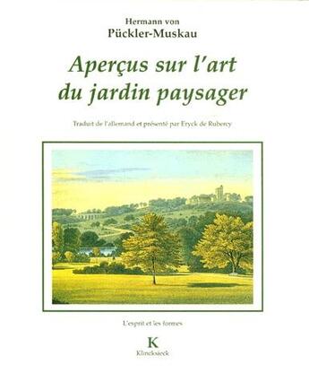 Couverture du livre « Aperçus sur l'art du jardin paysager » de Hermann Von Puckler-Muskau aux éditions Klincksieck