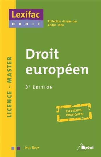 Couverture du livre « Droit européen » de Ivan Boev aux éditions Breal