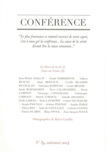 Couverture du livre « CONFERENCE T.39 » de  aux éditions Conference