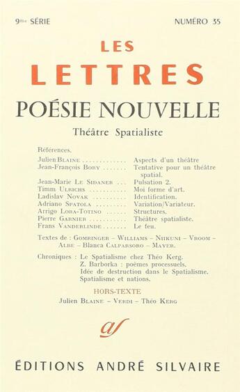 Couverture du livre « Les lettres t.35 ; poésie nouvelle ; théâtre spatialiste » de  aux éditions Rocher