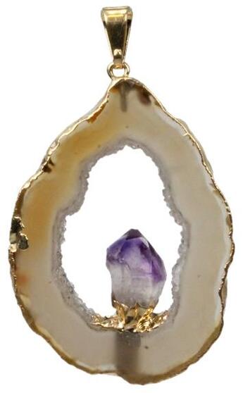 Couverture du livre « Pendentif dore - geode d' agate avec pointe amethyste » de  aux éditions Dg-exodif