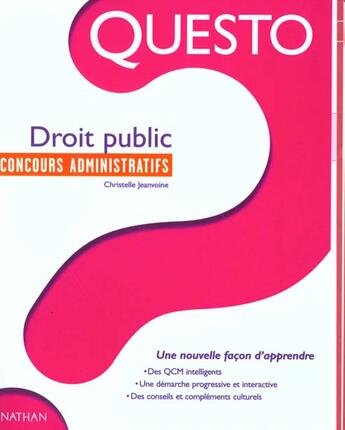 Couverture du livre « Questo Droit Public » de Christelle Jeanvoine aux éditions Nathan