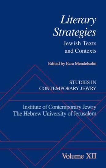 Couverture du livre « Studies in Contemporary Jewry: Volume XII: Literary Strategies: Jewish » de Ezra Mendelsohn aux éditions Oxford University Press Usa