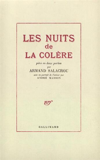 Couverture du livre « Les nuits de la colere » de Armand Salacrou aux éditions Gallimard