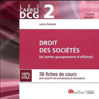 Couverture du livre « Droit des sociétés 2016-2017 » de Laetitia Simonet aux éditions Gualino