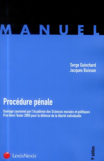 Couverture du livre « Procédure pénale (9e édition) » de Serge Guinchard aux éditions Lexisnexis