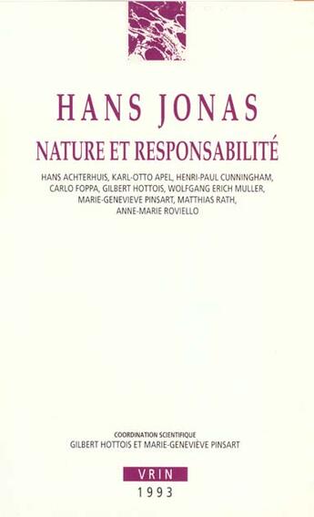 Couverture du livre « Nature Et Responsabilite » de Jonas aux éditions Vrin