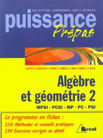 Couverture du livre « Puissance 2 - Algebre Geometrie 2 » de Desreux aux éditions Breal