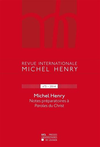 Couverture du livre « Revue Michel Henry 5-2014 » de  aux éditions Pu De Louvain